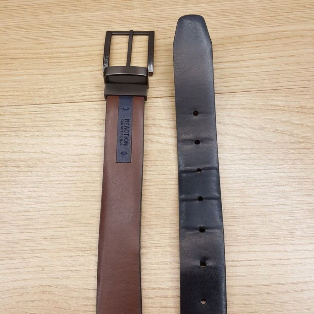 KENNETH COLE REACTION Belt Mens 34 36 Black Brown Faux Leather Reversible